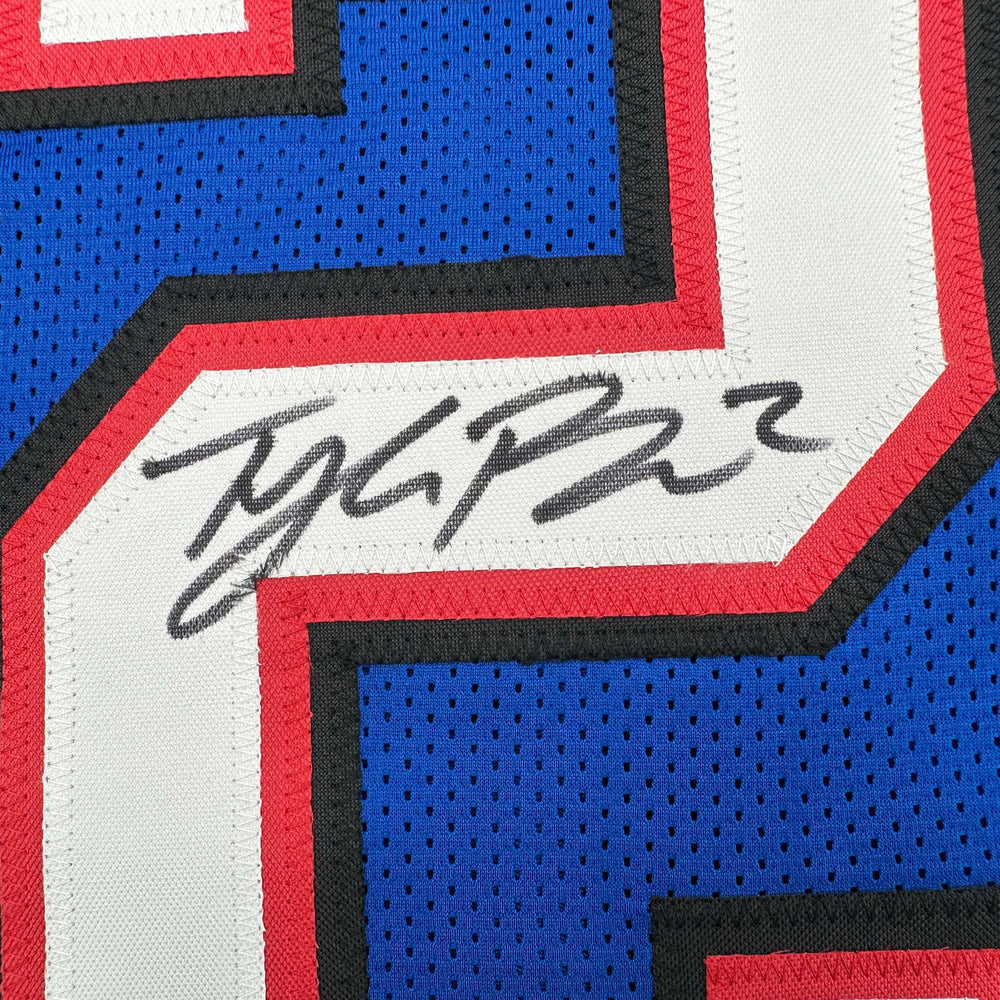 Autographed/Signed Tyler Bass Buffalo Blue Football Jersey JSA COA (ONLINE ORDER ONLY)