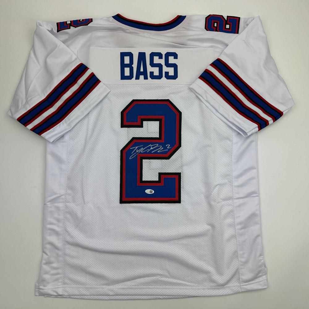 Autographed/Signed Tyler Bass Buffalo White Football Jersey JSA COA (ONLINE ORDER ONLY)