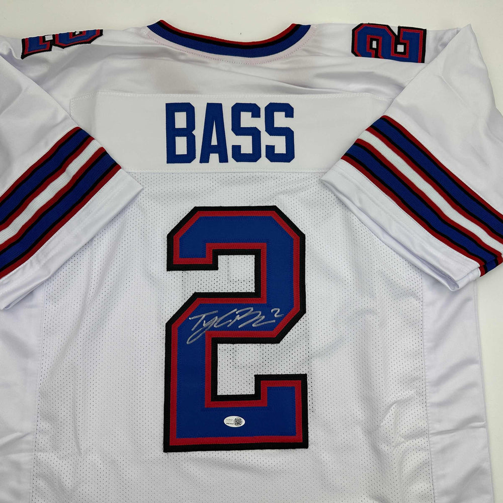 Autographed/Signed Tyler Bass Buffalo White Football Jersey JSA COA (ONLINE ORDER ONLY)