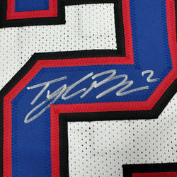 Autographed/Signed Tyler Bass Buffalo White Football Jersey JSA COA (ONLINE ORDER ONLY)
