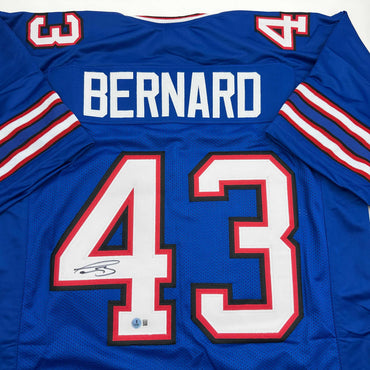 Autographed/Signed Terrel Bernard Buffalo Blue Football Jersey Beckett BAS COA (ONLINE ORDER ONLY)