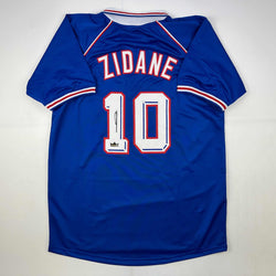 Facsimile Autographed Zinedine Zidane France Blue World Cup Reprint Laser Auto Soccer Jersey Size Men's XL (ONLINE ORDER ONLY)