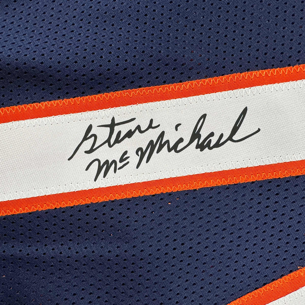 Framed Facsimile Autographed Steve McMichael 35x39 Chicago Blue Reprint Laser Auto Football Jersey (ONLINE ORDER ONLY)