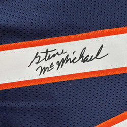 Framed Facsimile Autographed Steve McMichael 35x39 Chicago Blue Reprint Laser Auto Football Jersey (ONLINE ORDER ONLY)