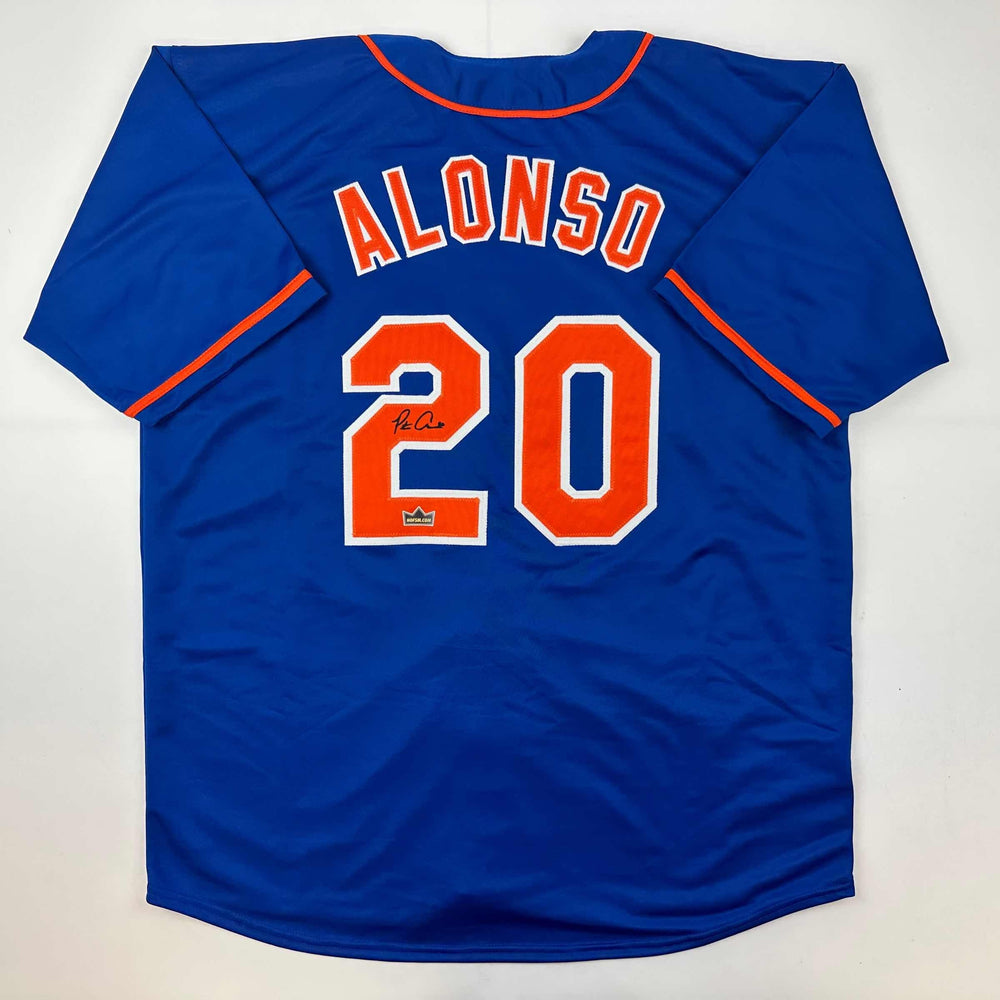 Facsimile Autographed Pete Alonso New York Blue Reprint Laser Auto Baseball Jersey Size Men's XL (ONLINE ORDER ONLY)