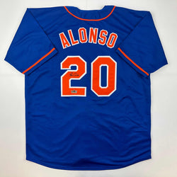 Facsimile Autographed Pete Alonso New York Blue Reprint Laser Auto Baseball Jersey Size Men's XL (ONLINE ORDER ONLY)