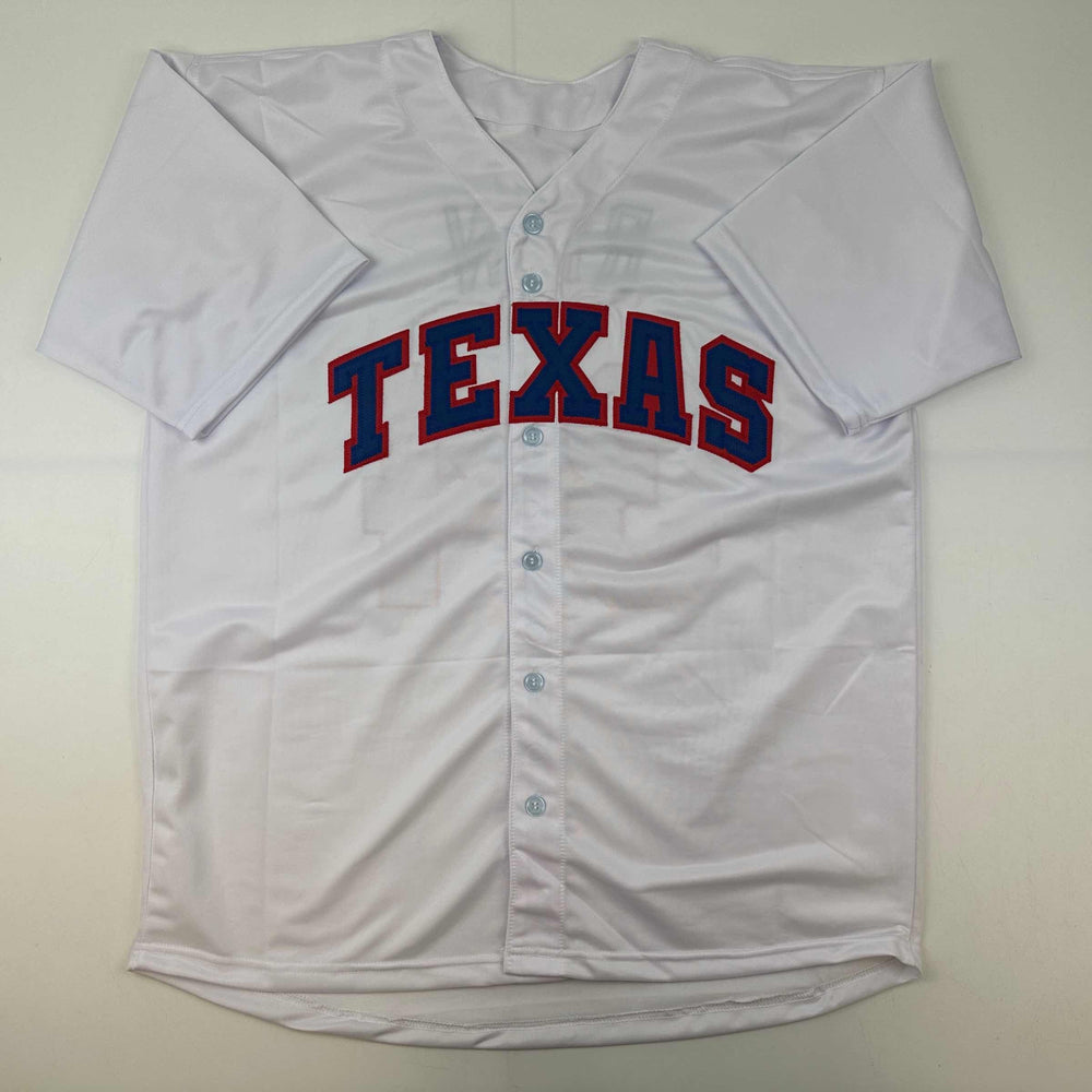 Facsimile Autographed Nolan Ryan Texas White Reprint Laser Auto Baseball Jersey Size Men's XL (ONLINE ORDER ONLY)