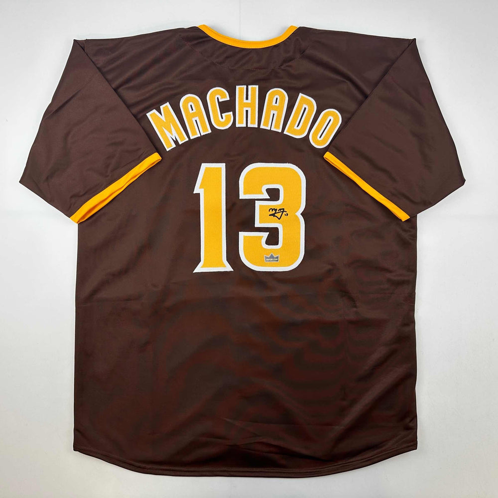 Facsimile Autographed Manny Machado San Diego Brown Reprint Laser Auto Baseball Jersey Size Men's XL (ONLINE ORDER ONLY)