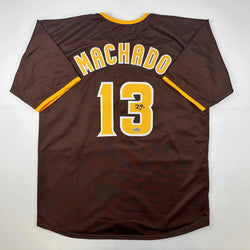 Facsimile Autographed Manny Machado San Diego Brown Reprint Laser Auto Baseball Jersey Size Men's XL (ONLINE ORDER ONLY)