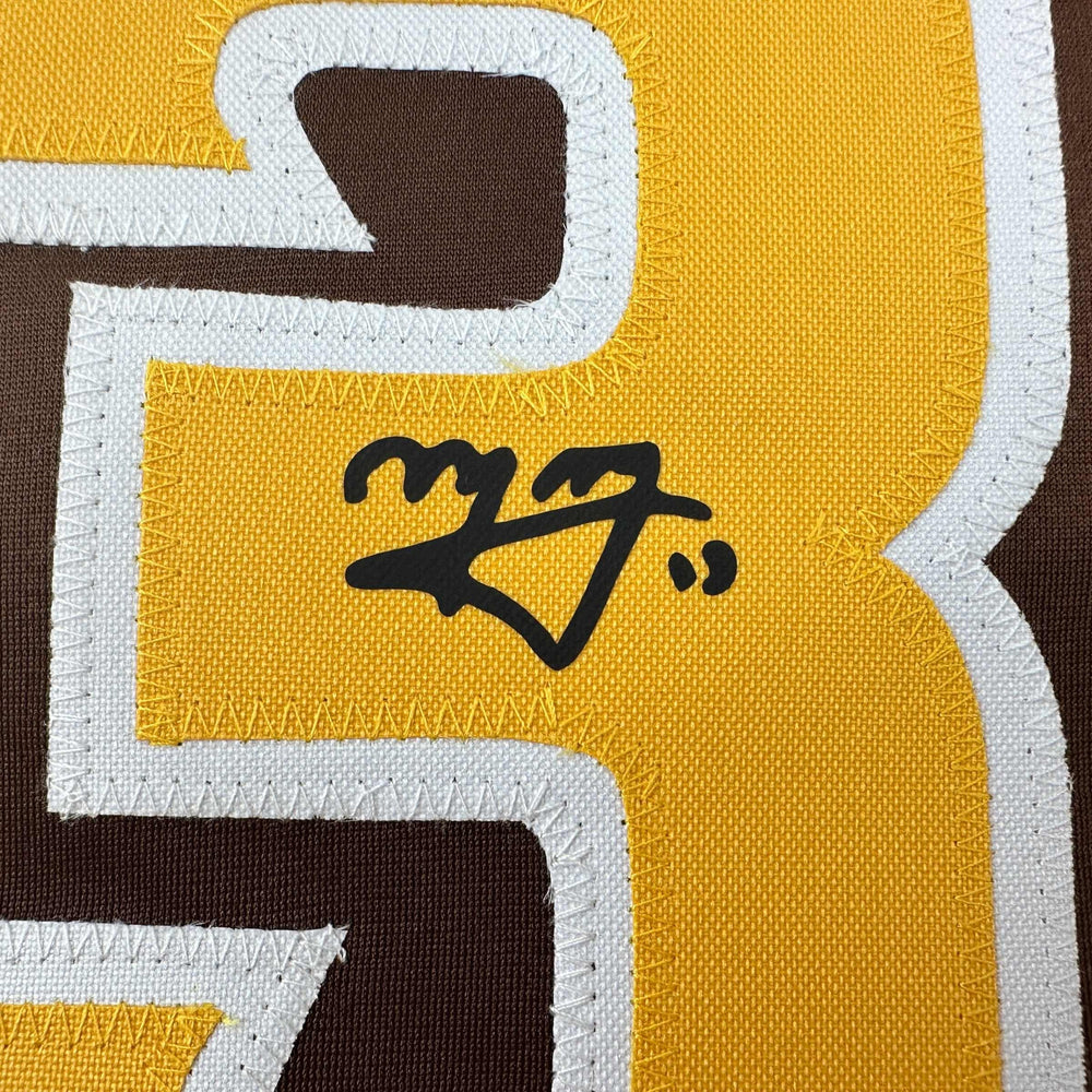 Facsimile Autographed Manny Machado San Diego Brown Reprint Laser Auto Baseball Jersey Size Men's XL (ONLINE ORDER ONLY)