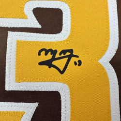 Facsimile Autographed Manny Machado San Diego Brown Reprint Laser Auto Baseball Jersey Size Men's XL (ONLINE ORDER ONLY)