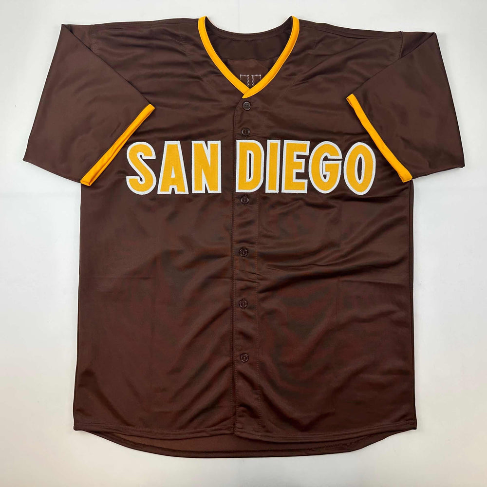 Facsimile Autographed Manny Machado San Diego Brown Reprint Laser Auto Baseball Jersey Size Men's XL (ONLINE ORDER ONLY)