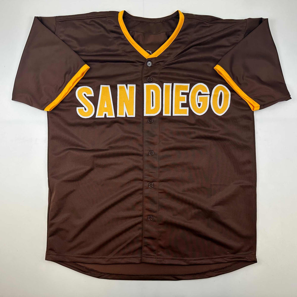 Facsimile Autographed Fernando Tatis Jr. San Diego Brown Reprint Laser Auto Baseball Jersey Size Men's XL (ONLINE ORDER ONLY)