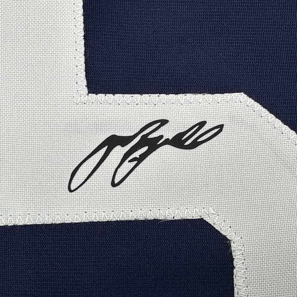 Framed Facsimile Autographed Jeff Bagwell 35x39 Houston Blue Reprint Laser Auto Baseball Jersey (ONLINE ORDER ONLY)