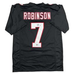Autographed/Signed Bijan Robinson Atlanta Retro Black Football Jersey Beckett BAS COA (ONLINE ORDER ONLY)