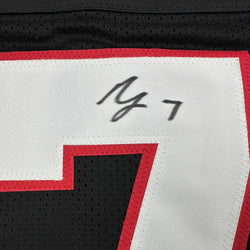 Autographed/Signed Bijan Robinson Atlanta Retro Black Football Jersey Beckett BAS COA (ONLINE ORDER ONLY)
