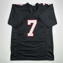 Autographed/Signed Bijan Robinson Atlanta Retro Black Football Jersey Beckett BAS COA (ONLINE ORDER ONLY)