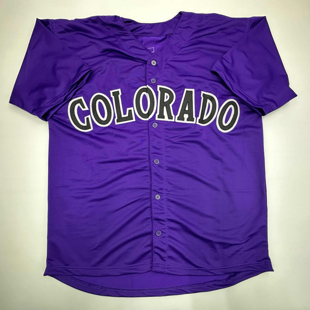 Facsimile Autographed Todd Helton Colorado Purple Reprint Laser Auto Baseball Jersey Size Men's XL (ONLINE ORDER ONLY)