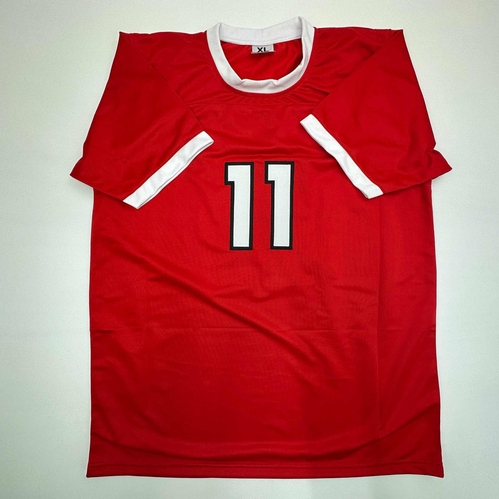 Facsimile Autographed Mohamed Mo Salah Liverpool FC Red Reprint Laser Auto Soccer Jersey Size Men's XL (ONLINE ORDER ONLY)