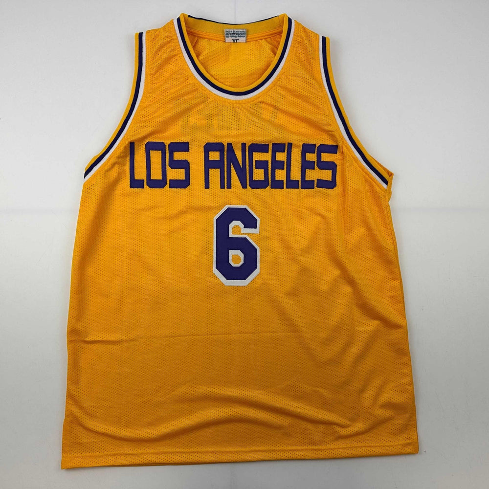 Facsimile Autographed LeBron James Los Angeles LA Yellow Reprint Laser Auto Basketball Jersey Size Men's XL (ONLINE ORDER ONLY)