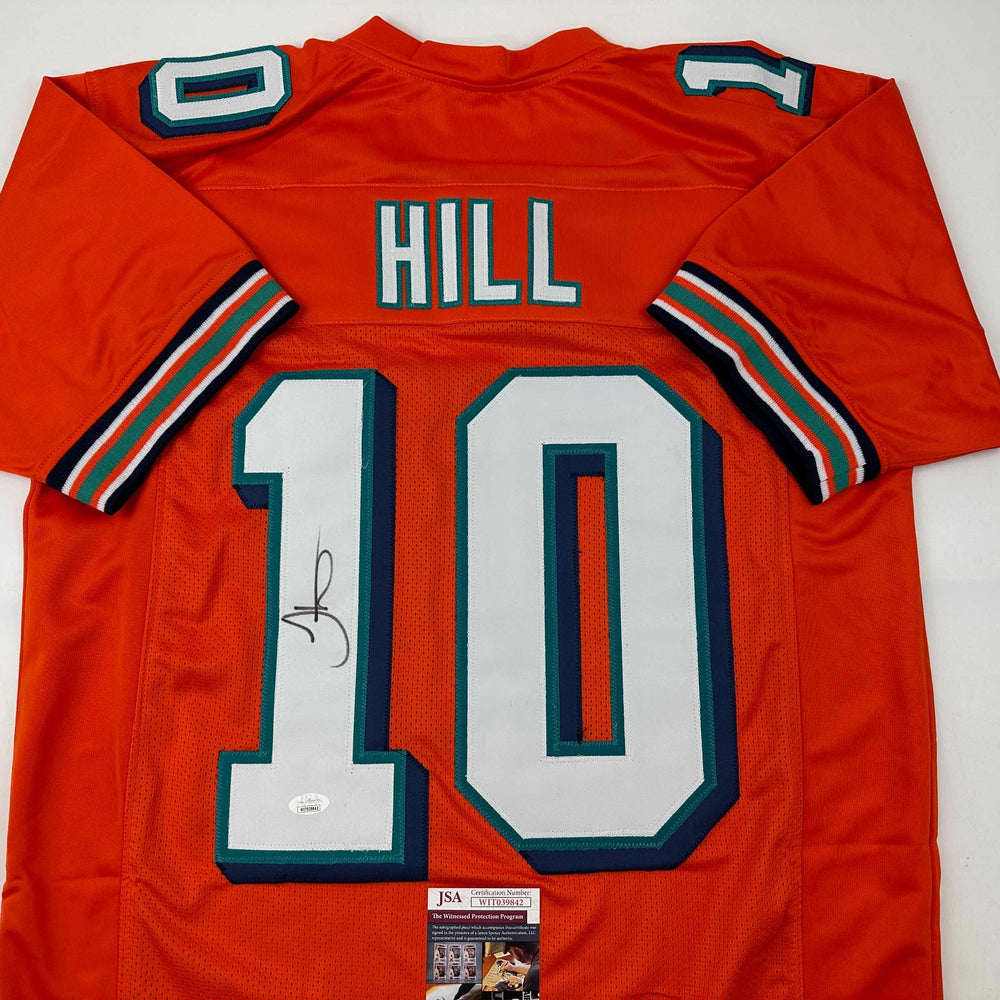Autographed/Signed Tyreek Hill Miami Orange Retro Football Jersey JSA COA (ONLINE ORDER ONLY)