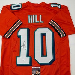 Autographed/Signed Tyreek Hill Miami Orange Retro Football Jersey JSA COA (ONLINE ORDER ONLY)