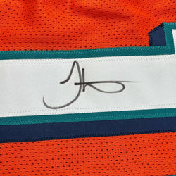 Autographed/Signed Tyreek Hill Miami Orange Retro Football Jersey JSA COA (ONLINE ORDER ONLY)