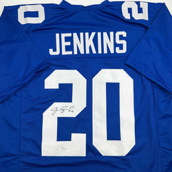 Autographed/Signed Janoris Jenkins Jackrabbit New York Blue Football Jersey JSA COA (ONLINE ORDER ONLY)