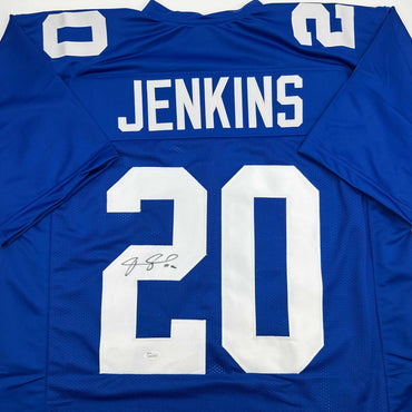 Autographed/Signed Janoris Jenkins Jackrabbit New York Blue Football Jersey JSA COA (ONLINE ORDER ONLY)