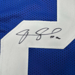 Autographed/Signed Janoris Jenkins Jackrabbit New York Blue Football Jersey JSA COA (ONLINE ORDER ONLY)