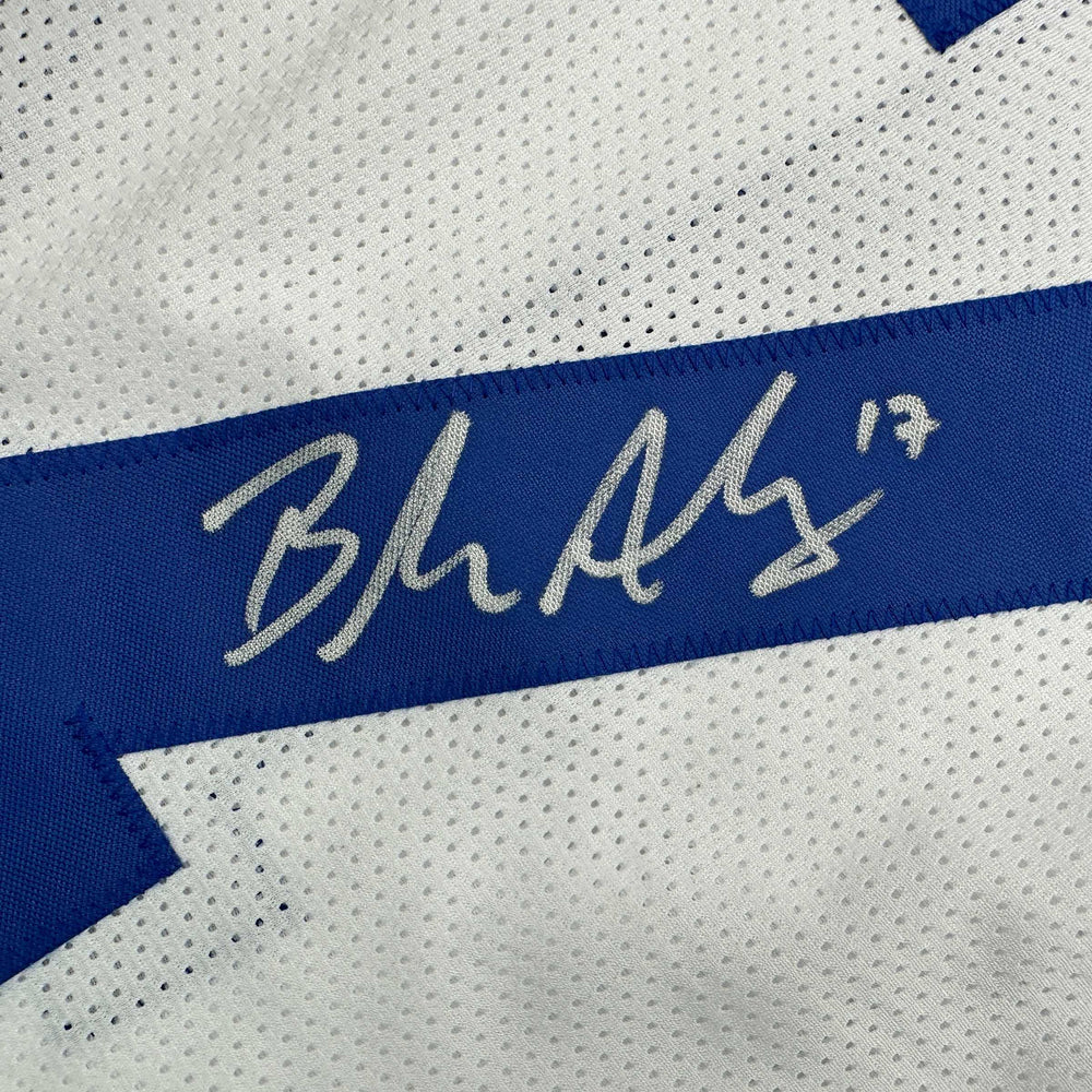 Autographed/Signed Brandon Aubrey Dallas White Football Jersey Beckett BAS COA (ONLINE ORDER ONLY)