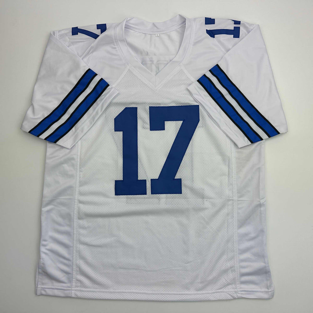 Autographed/Signed Brandon Aubrey Dallas White Football Jersey Beckett BAS COA (ONLINE ORDER ONLY)
