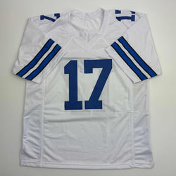 Autographed/Signed Brandon Aubrey Dallas White Football Jersey Beckett BAS COA (ONLINE ORDER ONLY)