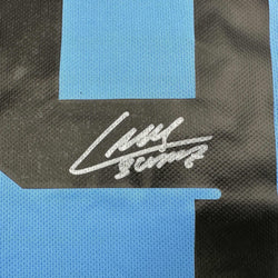 Autographed/Signed Luis Suarez Uruguay Blue World Cup Soccer Futbol Jersey Beckett BAS COA (ONLINE ORDER ONLY)