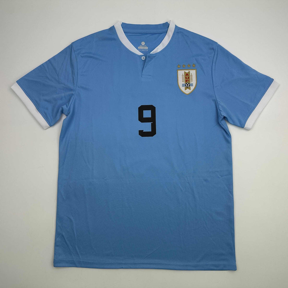Autographed/Signed Luis Suarez Uruguay Blue World Cup Soccer Futbol Jersey Beckett BAS COA (ONLINE ORDER ONLY)