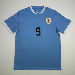 Autographed/Signed Luis Suarez Uruguay Blue World Cup Soccer Futbol Jersey Beckett BAS COA (ONLINE ORDER ONLY)