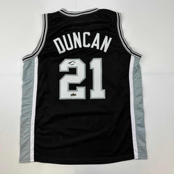 Facsimile Autographed Tim Duncan San Antonio Black Reprint Laser Auto Basketball Jersey Size Men's XL (ONLINE ORDER ONLY)