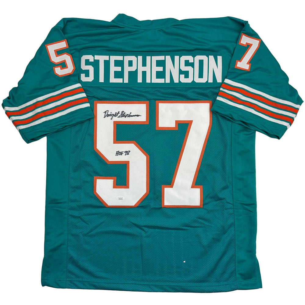 Autographed/Signed Dwight Stephenson HOF 98 Miami Teal Football Jersey JSA COA (ONLINE ORDER ONLY)