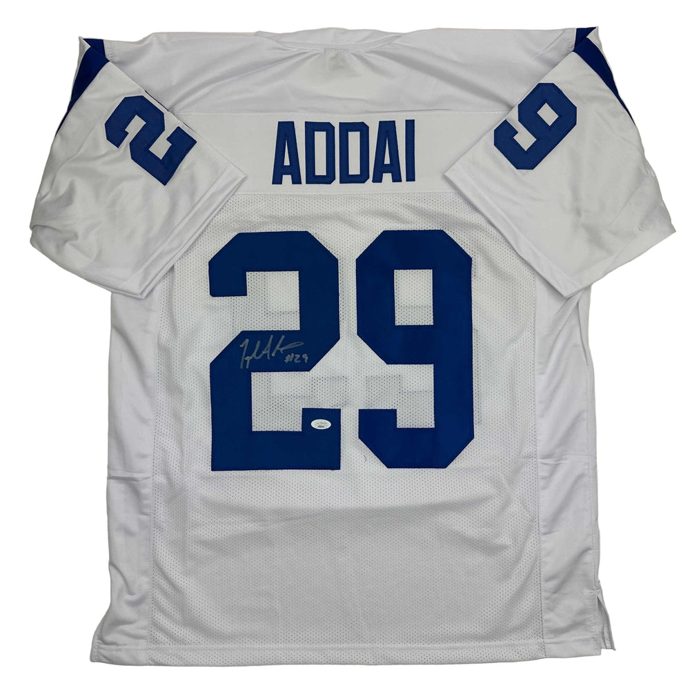 Autographed/Signed Joseph Addai Indianapolis White Football Jersey JSA COA (ONLINE ORDER ONLY)
