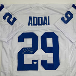 Autographed/Signed Joseph Addai Indianapolis White Football Jersey JSA COA (ONLINE ORDER ONLY)