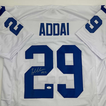 Autographed/Signed Joseph Addai Indianapolis White Football Jersey JSA COA (ONLINE ORDER ONLY)