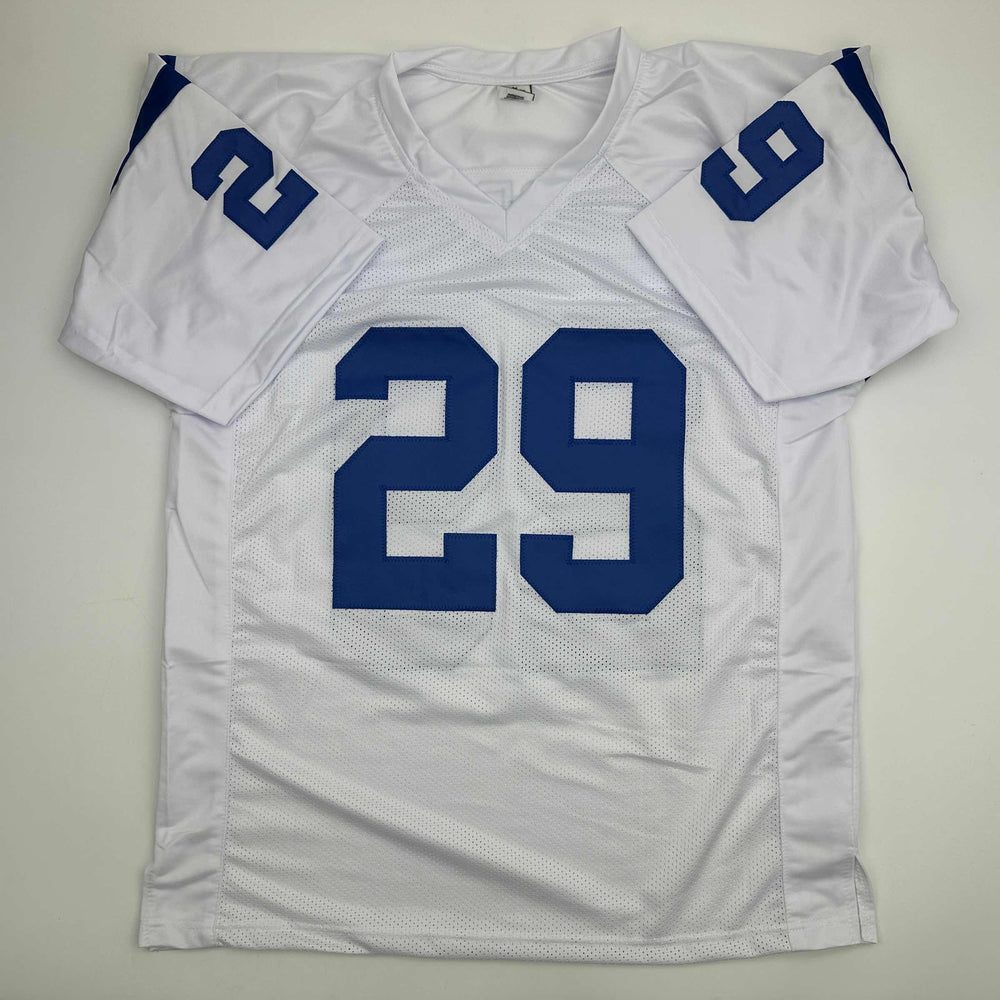 Autographed/Signed Joseph Addai Indianapolis White Football Jersey JSA COA (ONLINE ORDER ONLY)