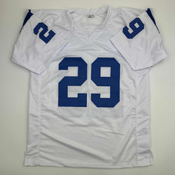 Autographed/Signed Joseph Addai Indianapolis White Football Jersey JSA COA (ONLINE ORDER ONLY)
