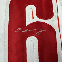 Autographed/Signed Cristopher Sanchez Philadelphia Pinstripe Baseball Jersey Beckett BAS COA (ONLINE ORDER ONLY)