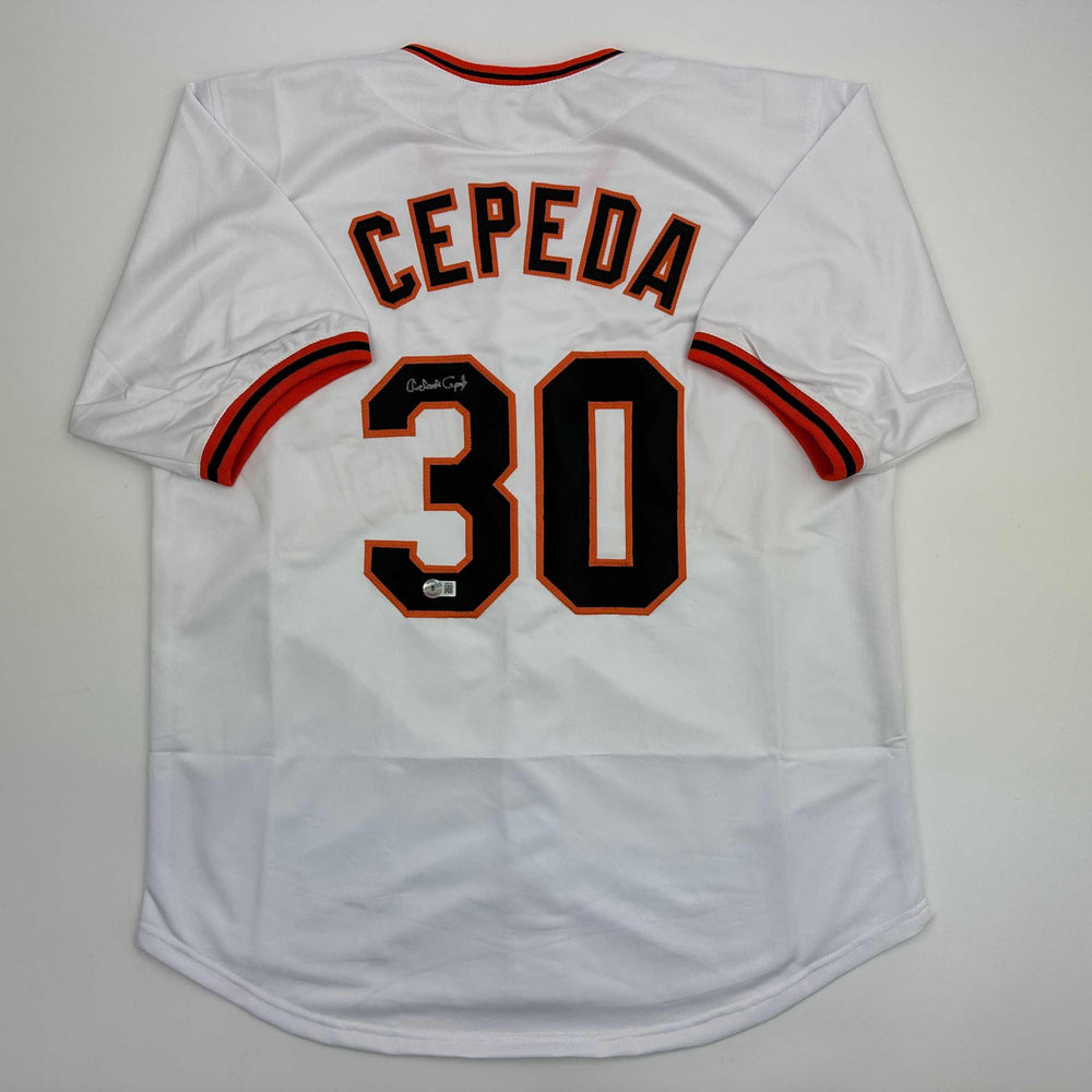 Autographed/Signed Orlando Cepeda San Francisco White Baseball Jersey Beckett BAS COA (ONLINE ORDER ONLY)