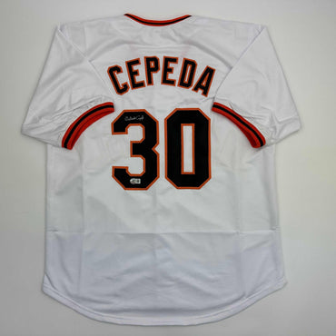 Autographed/Signed Orlando Cepeda San Francisco White Baseball Jersey Beckett BAS COA (ONLINE ORDER ONLY)