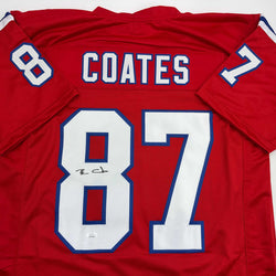 Autographed/Signed Ben Coats New England Red Football Jersey JSA COA (ONLINE ORDER ONLY)