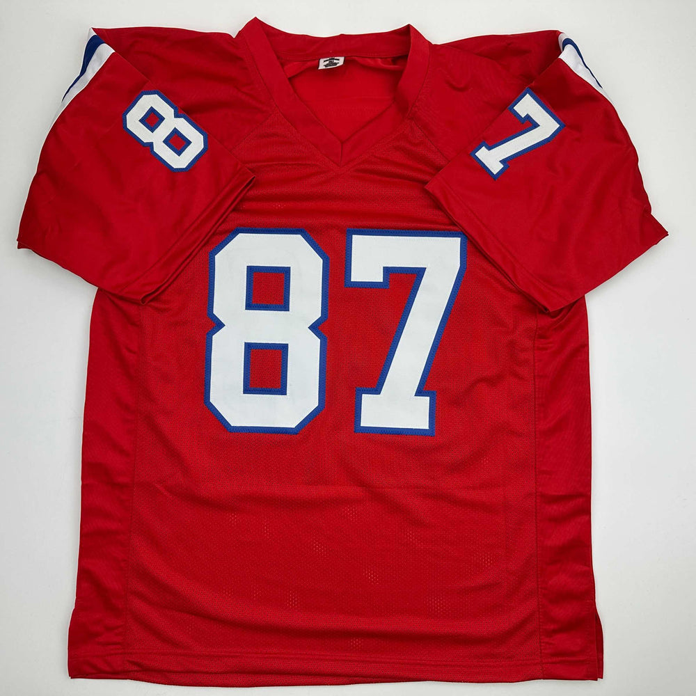 Autographed/Signed Ben Coats New England Red Football Jersey JSA COA (ONLINE ORDER ONLY)