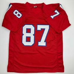 Autographed/Signed Ben Coats New England Red Football Jersey JSA COA (ONLINE ORDER ONLY)