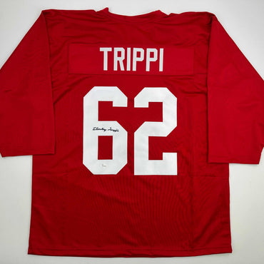 Autographed/Signed Charley Trippi Arizona Red Football Jersey JSA COA (ONLINE ORDER ONLY)